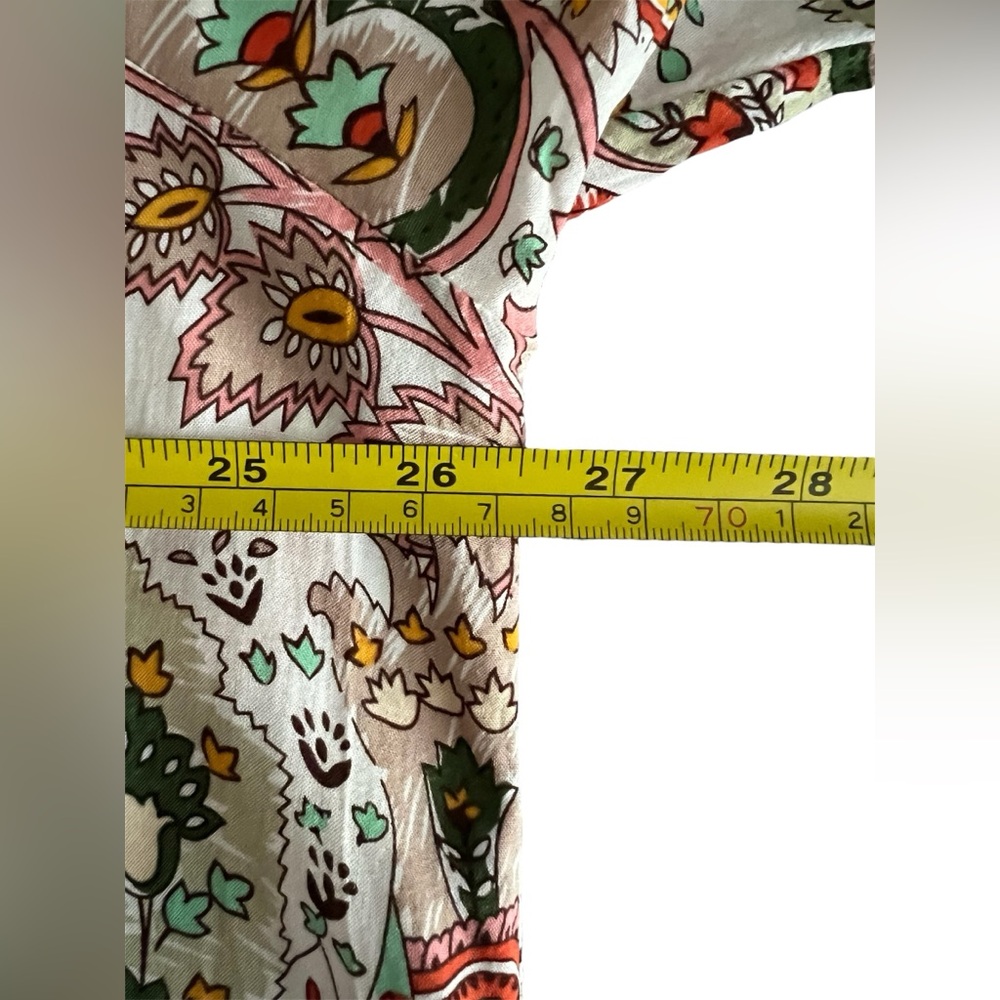 Grand & Greene Boho Paisley Tunic Blouse Roll Tab Sleeve Button Up Plus Size 1X - Picture 10 of 11